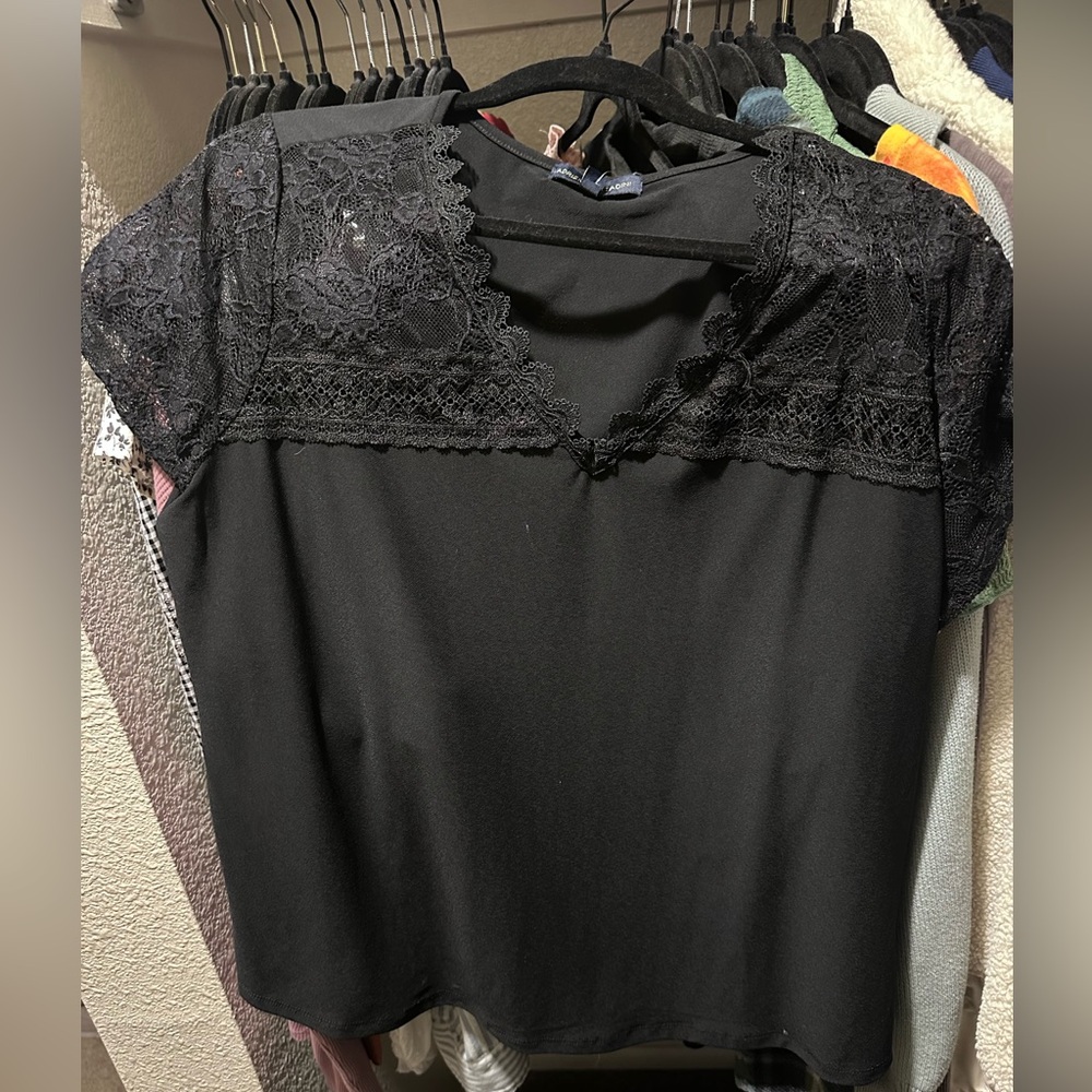 Adrienne Vittadini Black Lace Blouse